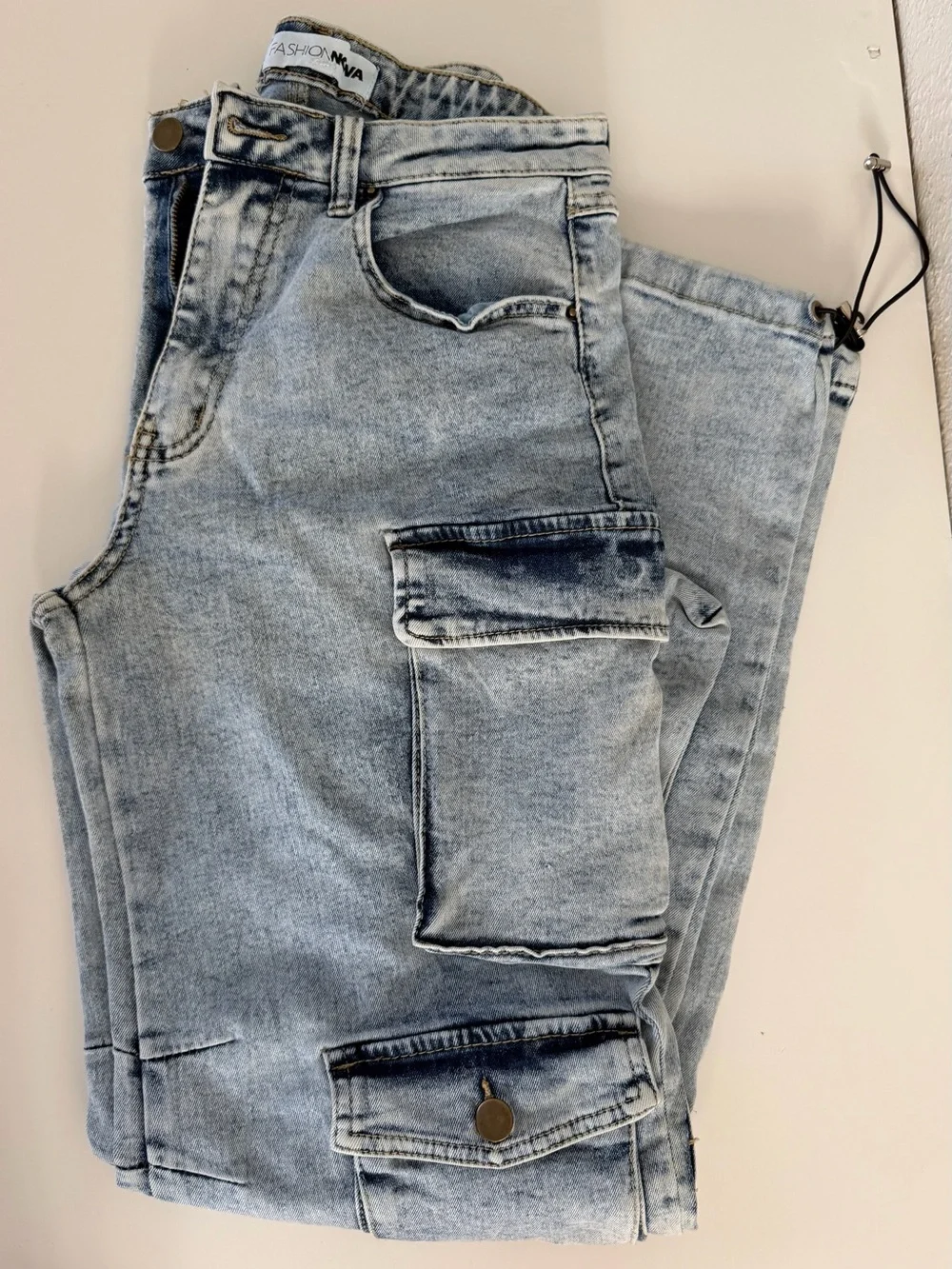 Light Wash Cargo Denim Jeans